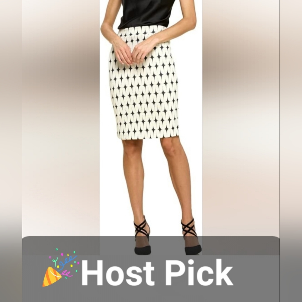 🔴ReneeC. Pull On Pencil Skirt Textured Print Retro Small